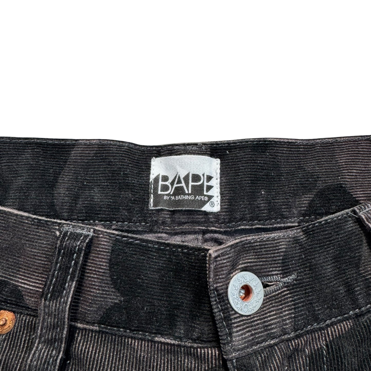 2006 Bape corduroy black camo pants (Large)