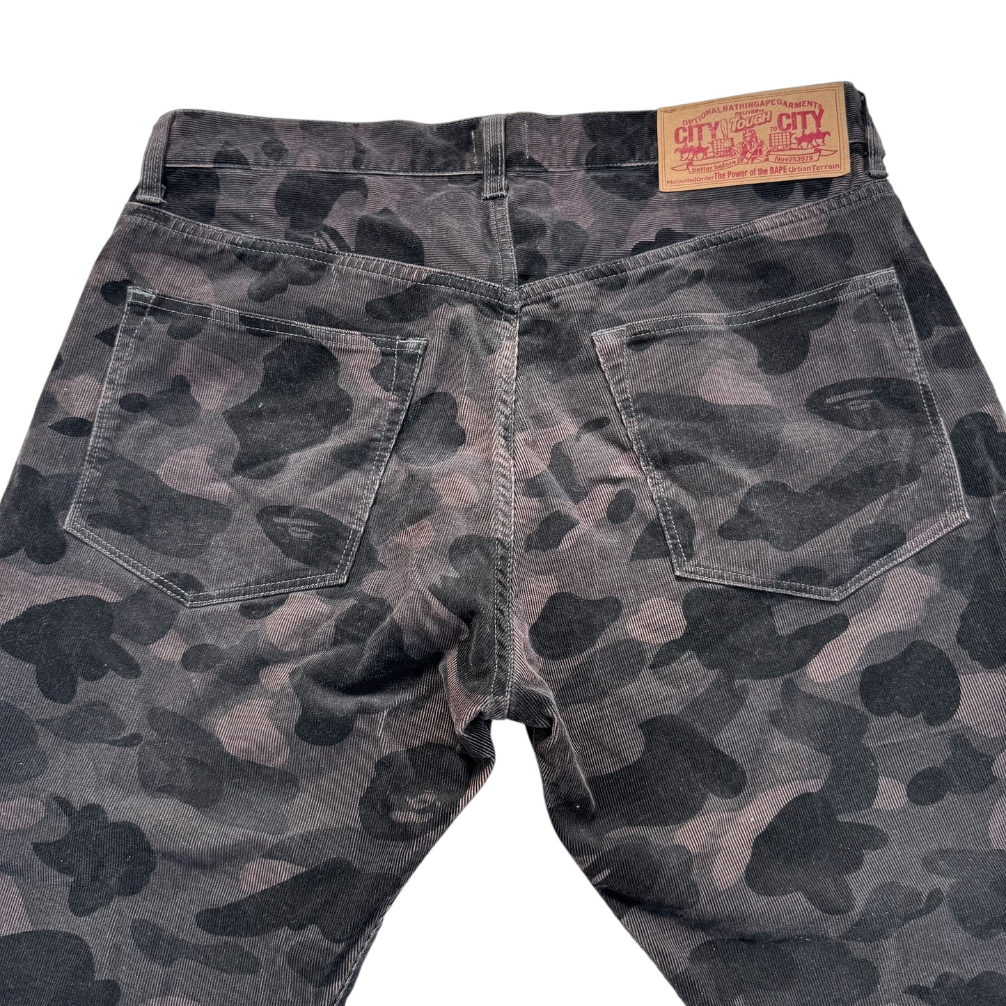 2006 Bape corduroy black camo pants (Large)